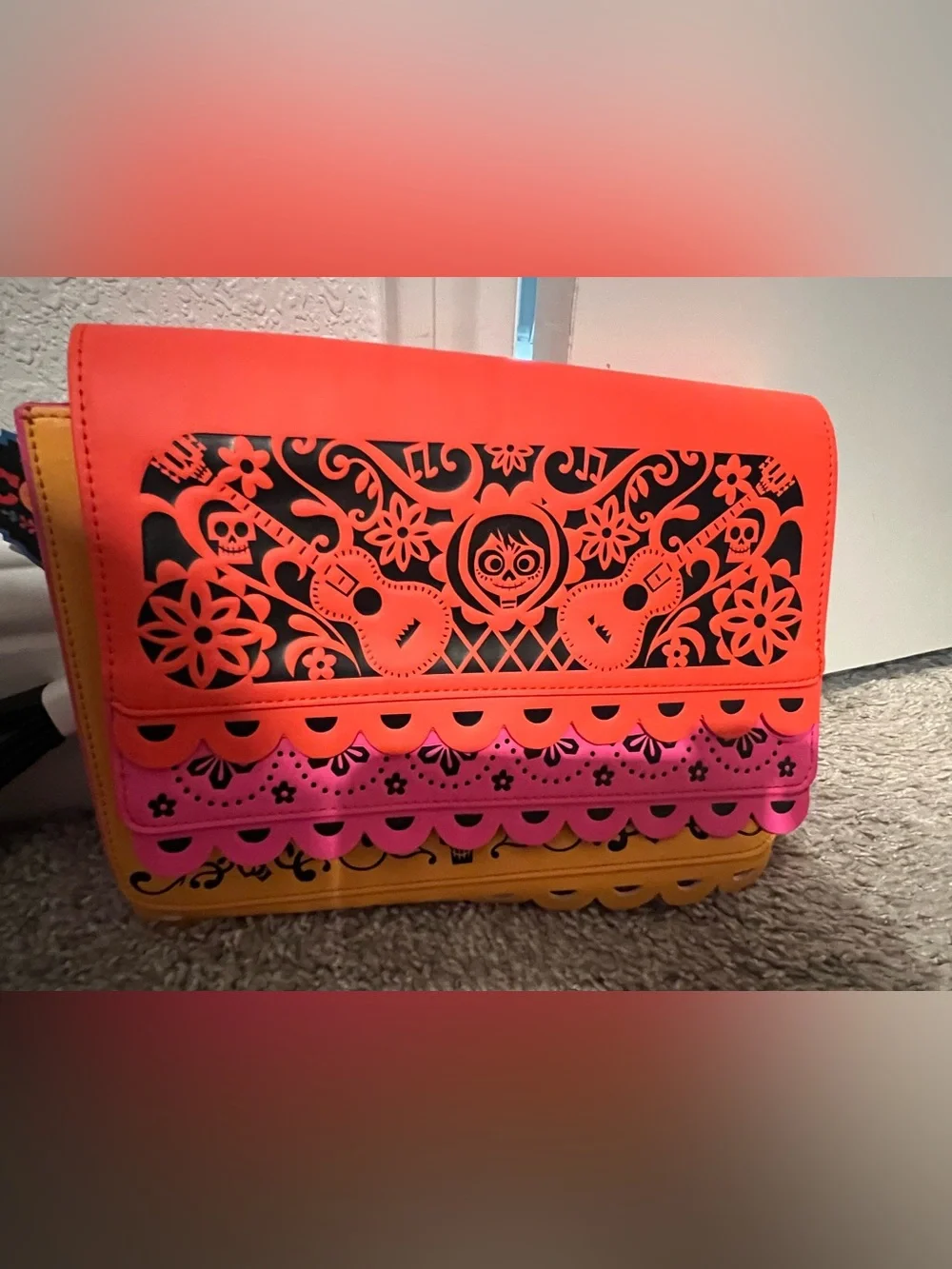 Loungefly Neon Orange Pink Yellow Laser-Cut Crossbody Bag